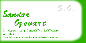 sandor ozsvart business card